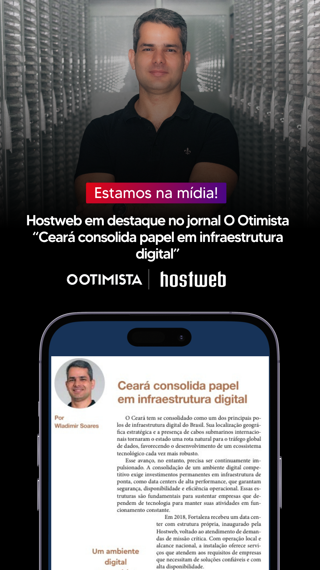 Hostweb em destaque no jornal O Otimista: Ceará consolida papel em infraestrutura digital